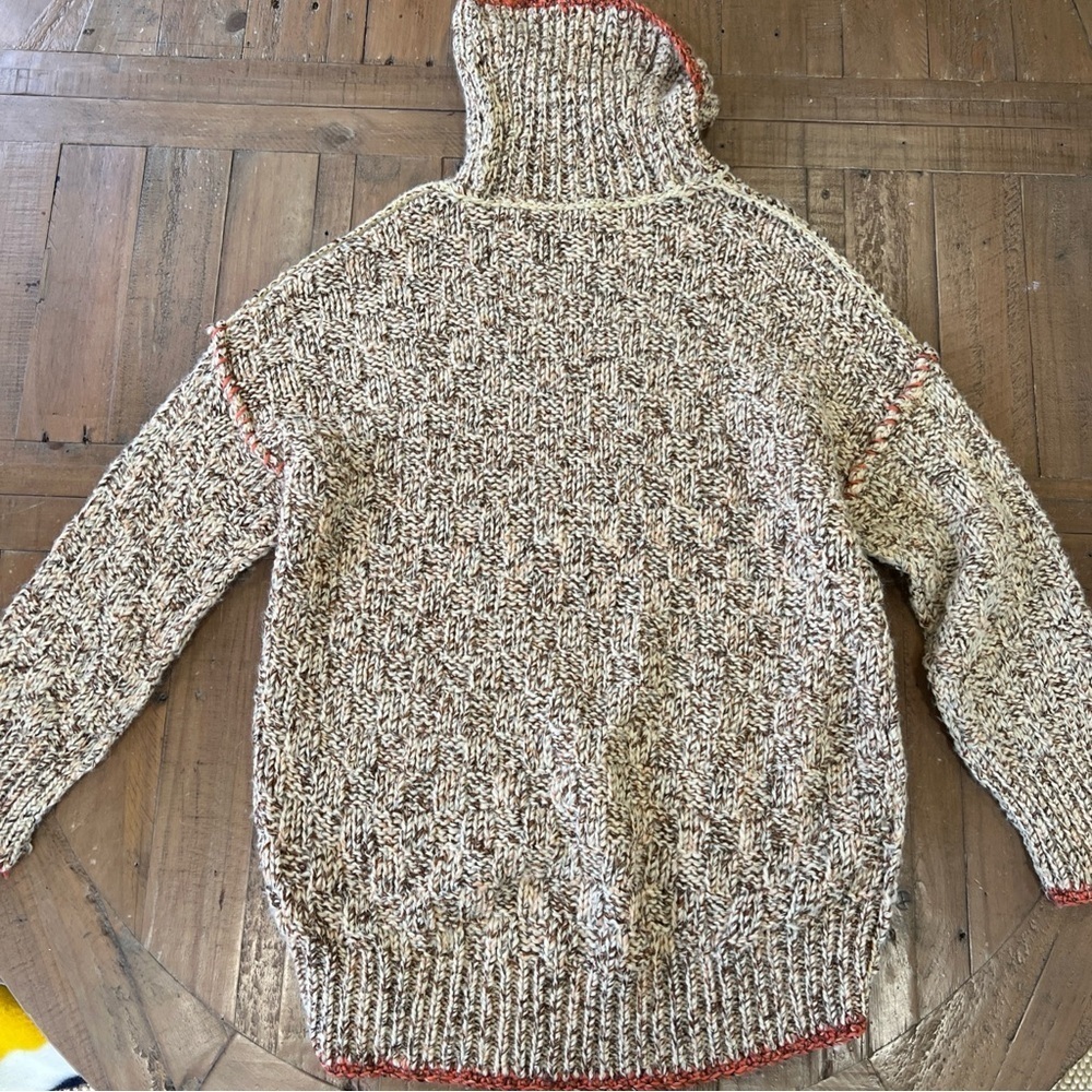 Free People Echo Pullover Sweater in Cream  Women’s XS Knit Oversized Turtleneck - Picture 8 of 10